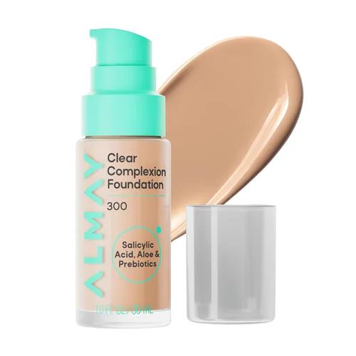 Vista 5 de Almay Clear Complexion - Base de maquillaje para acné con ácido salicílico, cobertura media, acabado mate suave, hipoalergénico, libre de crueldad