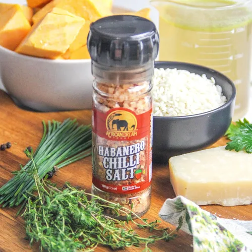 Vista 5 de African Dream Foods - Sal picante Habanero Sal de chile picante con habaneros africanos naturales, sal marina Ideal para carne, pollo, mariscos