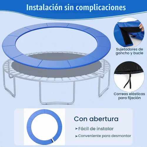Vista 3 de Goplus Almohadilla de repuesto para cama elástica, 16, 15, 14, 12, 10, 8 pies, sin agujeros para postes, resistente al agua, universal, accesorios