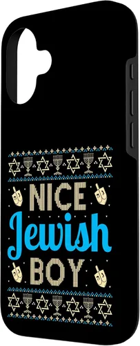 Vista 2 de Nice Jewish Boy Ugly Hanukkah Sweater Funny Jewish Chanukkah Case for iPhone 16