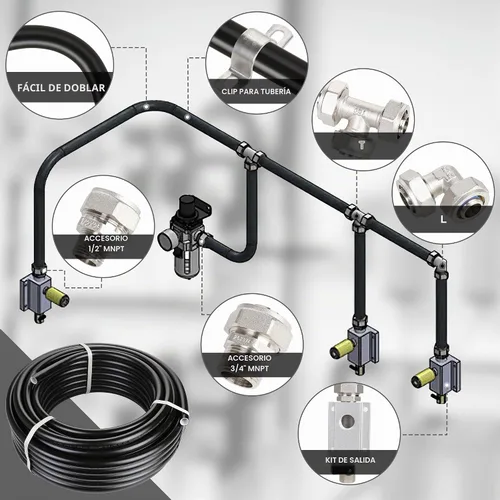 Vista 6 de Hromee Sistema de tuberías de aire comprimido con tubo de HDPE de 3/4 pulgadas x 100 pies y bloques de salida de aluminio para garaje conectar