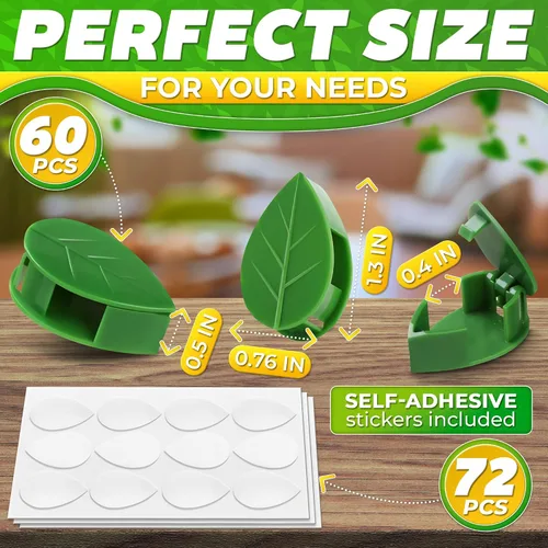 Vista 2 de 60 clips de pared para plantas, 72 calcomanías adhesivas acrílicas, vid, planta trepadora, soportes, accesorios para plantas