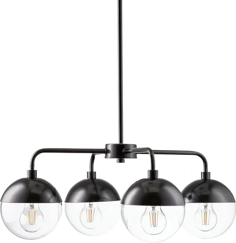 Vista 8 de Linea di Liara Novara - Candelabros dorados de 4 luces para comedor, lámpara sobre mesa, globo de vidrio, iluminación colgante de cocina, lámpara
