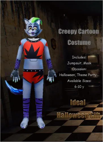 Vista 3 de Disfraz de juego de terror para niños, conjunto de overol de cosplay de Halloween de 6 a 10 años