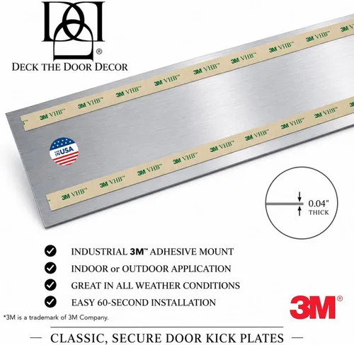 Vista 5 de Deck The Door - Placa protectora para puertas - Acento elegante y protección duradera - Aluminio anodizado - Incluye autoadhesivo fácil - 6x28