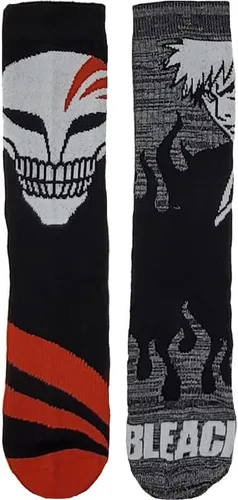 Vista 3 de Ripple Junction Bleach - Calcetines deportivos de anime para adultos paquete de 2 unidades Ichigo y máscara hueca con licencia oficial Negro