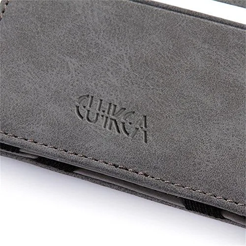 Vista 5 de CoKate - Billeteras mágicas para hombre, billetera de cuero delgada para hombre, bolsillo frontal, tarjetero con clip para dinero (gris), Gris