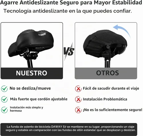 Vista 3 de DAWAY - Funda cómoda para asiento de bicicleta - Cojín acolchado de gel de silicona y espuma viscoelástica para asiento de bicicleta para hombres