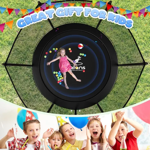 Vista 4 de JELENS Trampolín de 8 pies, 10 pies, 12 pies, 14 pies, 15 pies, trampolines para exteriores con red de cierre y escalera, trampolines recreativos