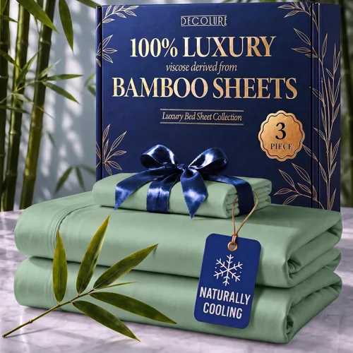 Vista 36 de DECOLURE Sábanas 100% Viscosa Derivada de Bambú Tamaño Individual - Sábanas de Lujo de 3 Piezas Naturalmente Refrescantes, Juego de Cama Ultra Suave