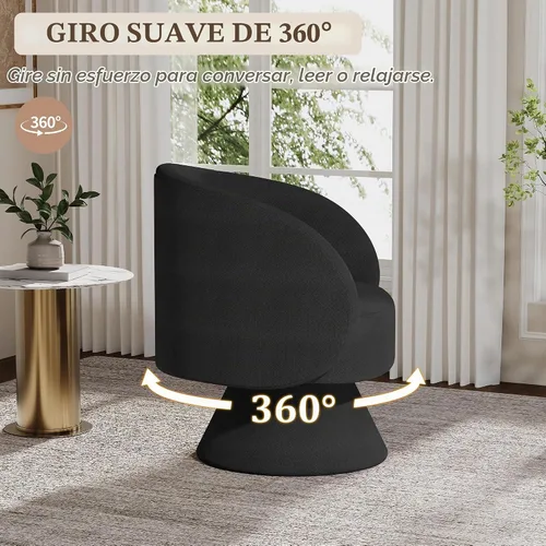 Vista 4 de Juego de 2 sillas giratorias de barril, silla decorativa pequeña de 360 Negro