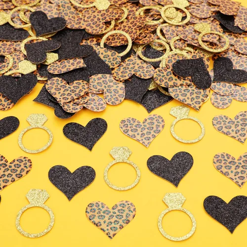 Vista 2 de Decoraciones de leopardo para despedida de soltera, 200 unidades, confeti de guepardo, confeti de mesa de leopardo, para despedida de soltera