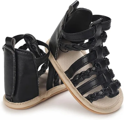 Vista 3 de LAFEGEN Sandalias de verano para bebés niños y niñas, 2 correas, antideslizantes, suela suave, zapatos de playa para bebés, zapatos de cuna