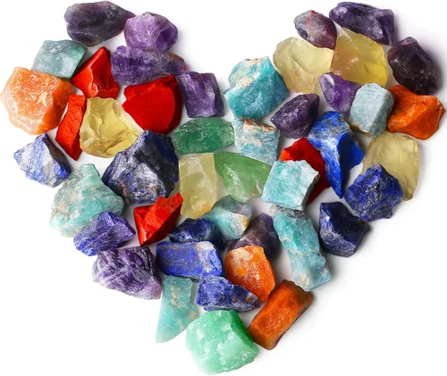 Vista 2 de QINJIEJIE Varias piedras de cristal en bruto 10 colores piedras de cristal curativas 1" piedras preciosas grandes a granel para voltear, cabinas