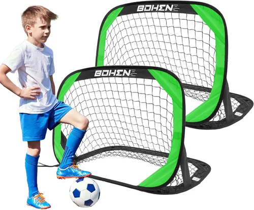 Vista 8 de BOHEN Porterías de fútbol desplegables para niños, red de fútbol portátil plegable para exteriores, interiores, patio trasero y playa