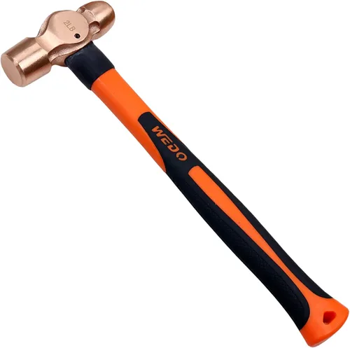 Vista 16 de WEDO Martillo de bola de cobre de 24 oz (1-1/2 libras), martillo de bola con mango de madera, longitud 325 mm (13"), forjado a presión, resistente a
