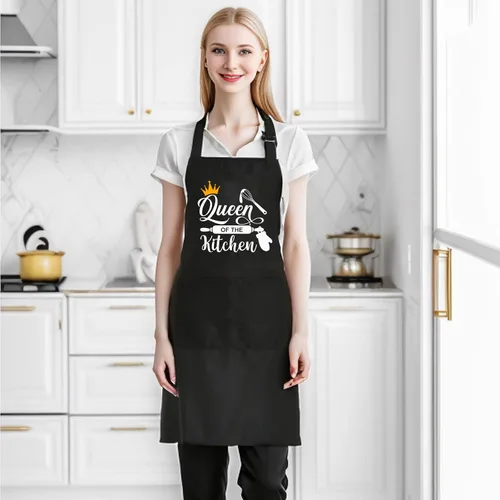 Vista 4 de Divertidos delantales de cocina para mujeres, delantal de la reina de la cocina para hornear a la parrilla, regalos para mamá, esposa, hermana, chef