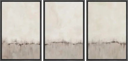 Vista 292 de SIGNFORD - Set de obras de arte en lienzo enmarcado para pared, ilustraciones abstractas de neblina del desierto en tonos neutros beige y marrón
