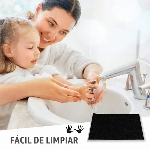 Vista 5 de Almohadilla de tinta, 5x4'' lavable no tóxica para huellas de pies y manos de bebé, negro