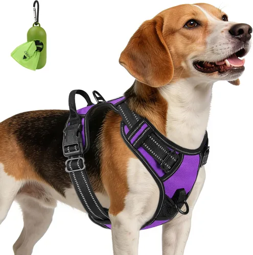 Vista 12 de Joytale Arnés sin tirones para perros pequeños, chaleco reflectante para mascotas con clip frontal, arnés acolchado suave ajustable con asa de fácil