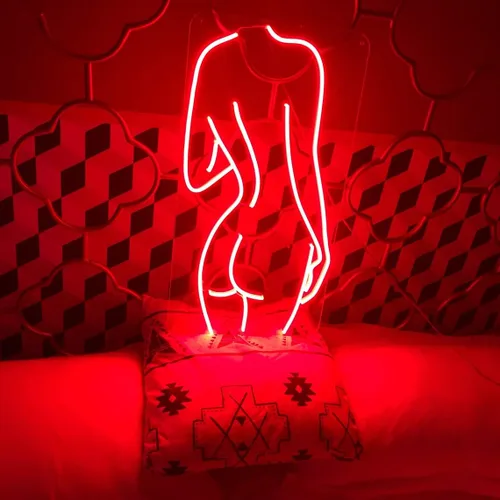 Vista 2 de Señal de neón con texto en inglés "Sexy Lady Naked Lad", letrero decorativo para el hogar, dormitorio, decoración de habitación, bar, cerveza, Rojo