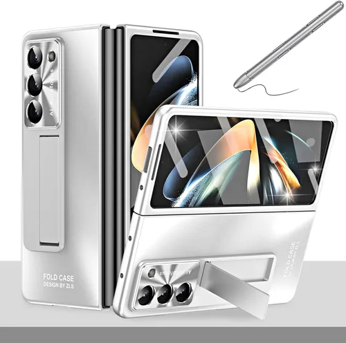 Vista 10 de Miimall Funda compatible con Samsung Galaxy Z Fold 4 con S Pen, protector de pantalla frontal integrado + soporte + soporte para bolígrafo, funda