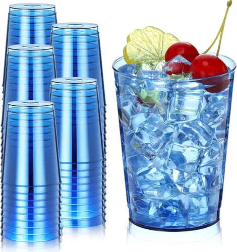 Vista 16 de Minatee 100 vasos de plástico desechables de lujo, vasos de cóctel de vino resistentes para graduaciones, bodas y fiestas de cumpleaños, vasos