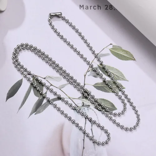 Vista 5 de Collar de Cadena de Etiqueta de Perro VNOX - Cadena de Etiqueta de Perro Militar de Acero Inoxidable para Hombres y Mujeres, Collar de Bola
