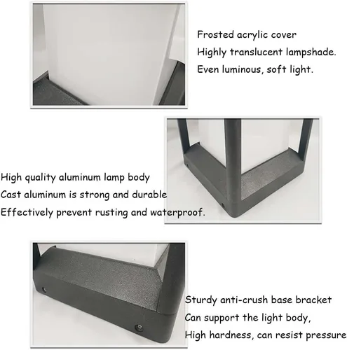Vista 7 de Lámpara de poste para exteriores, moderna lámpara cuadrada para patio al aire libre, luces de columna de paisaje, luces de pilar de patio, luces