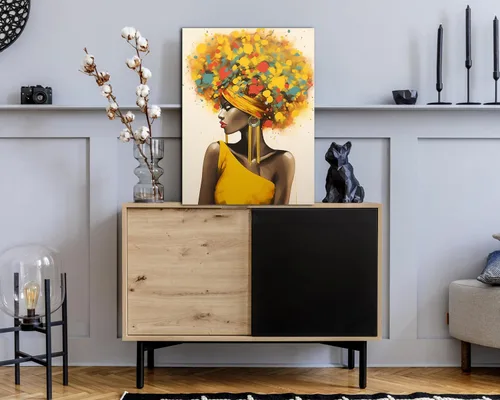 Vista 253 de Arte de pared afroamericano, decoración de rey y reina bailarín negro para sala de estar, arte de pareja de amor negro para dormitorio, lienzo