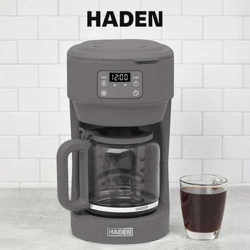 Vista 6 de Haden Chelsea - Cafetera digital de goteo de 10 tazas con jarra de vidrio, gris y cromo