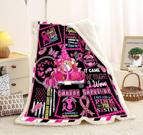 Vista 2 de Manta de cáncer de mama, regalos para sobrevivientes de cáncer de mama para mujeres, manta suave, regalos de cáncer de mama para mujeres, manta