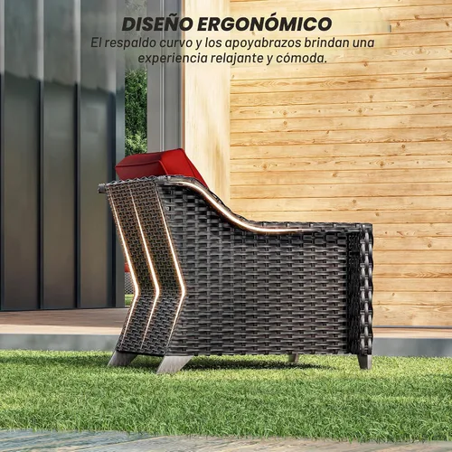 Vista 5 de Joyside Juego de 2 sillas de mimbre para patio, muebles de ratán para exteriores con reposabrazos anchos y cojines gruesos, tamaño grande mejorado