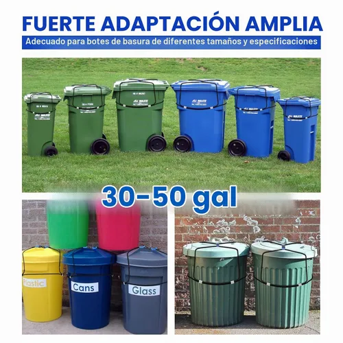 Vista 4 de 2 cerraduras de tapa para botes de basura para animales, cordón elástico para mantener al oso/mapache/perro fuera de la basura 2