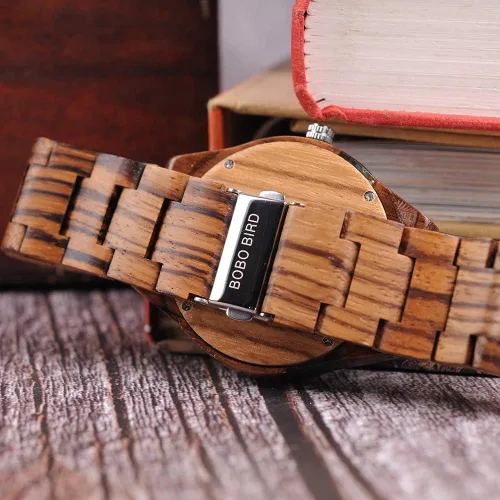 Vista 7 de BOBO BIRD Relojes de madera de diseño especial para hombre, relojes deportivos de cuarzo