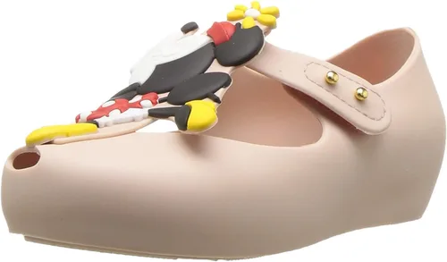 Vista 7 de Zapato Mini Melissa Ultragirl + Disney, estilo bailarina, Mary Jane, para niña Lila con purpurina transparente.