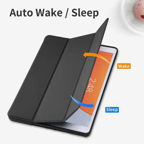 Vista 4 de Funda para iPad 8ª/7ª generación (2020/2019) iPad 10.2 pulgadas con soporte para lápices [encendido/apagado] funda protectora con soporte magnetico