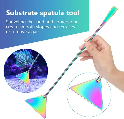 Vista 7 de Catcan Kit de herramientas de acuario 4 en 1, acero inoxidable antioxidante, pinzas para paisajismo acuático, tijeras, espátula para limpieza