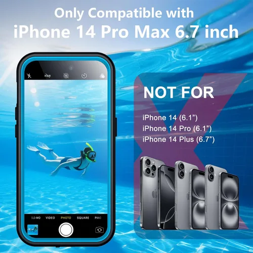 Vista 6 de Temdan Funda impermeable para cámara subacuática para iPhone 14 Pro Max, [IP68 fotografía subacuática y grabación de video] Funda para esnórquel