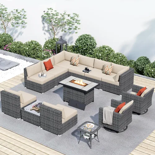 Vista 64 de HOOOWOOO Patio Sectional Furniture Set,2 Piece Couch Set with 2 Matching Armless Chairs(Beige)