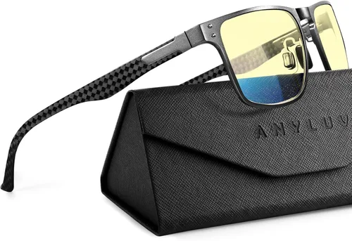 Vista 22 de ANYLUV Blue Light Glasses Men, Carbon Fiber Working Blue Light Blocking Glasses Relieve Eyestrain for Men Women