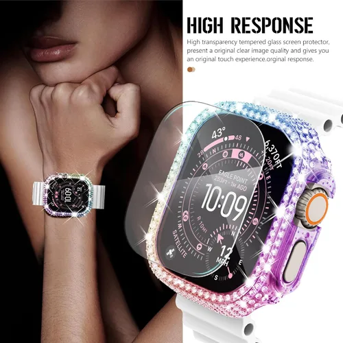 Vista 200 de Surace Bling - Carcasa con protector de pantalla para Apple Watch Series 3, 2, 1 de 1.496 pulgadas