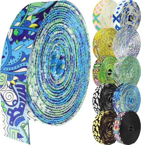 Vista 22 de 1.5 pulgadas Correa de nailon con patrón, correas de cinturón de nailon, correas para bolso, correas para mochila, cinturón de nailon
