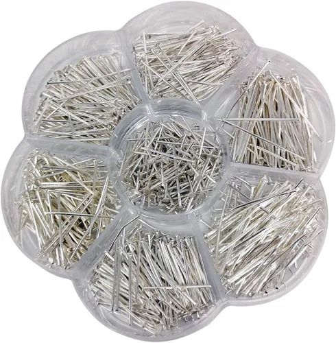 Vista 7 de Chenkou Craft 700 pines de cabeza plana surtidos de 7 tamaños para hacer joyas (antiplata, mezcla)