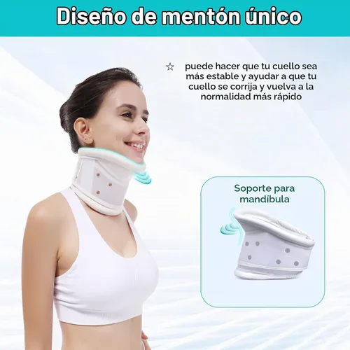 Vista 5 de Collar cervical mejorado con soporte de barbilla para alivio rígido, cuello cervical correcto, soporte para el dolor óseo, cuidado de la salud