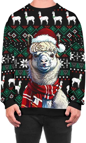 Vista 3 de Roevite Sudaderas de Navidad unisex con estampado 3D y cuello redondo, manga larga, suelta, suéter de Navidad