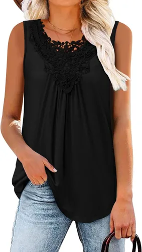 Vista 2 de Mystry Zone Blusa casual para mujer, con botones, con volantes, talla S-3XL