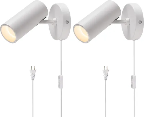Vista 11 de Aisilan - Focos de pared LED para interiores, enchufe con interruptor, luces elevadoras ajustables para iluminación de pared, 12 W COB 3000K CRI97
