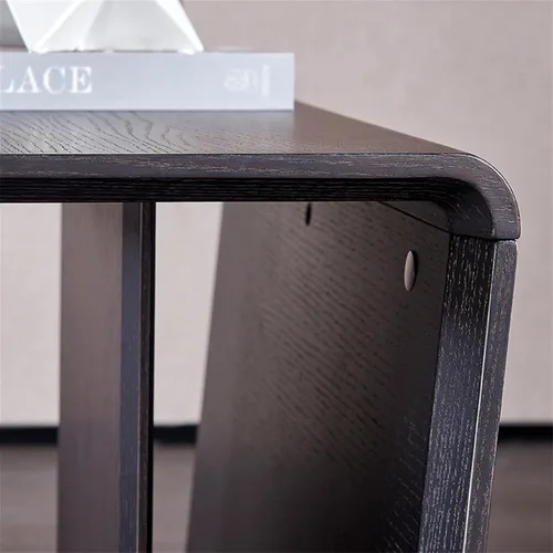 Vista 5 de HIHELO Mesa auxiliar para sala de estar, mesa auxiliar de madera, mesa auxiliar de 2 capas, rectangular pequeña, mesa de esquina para sala de estar