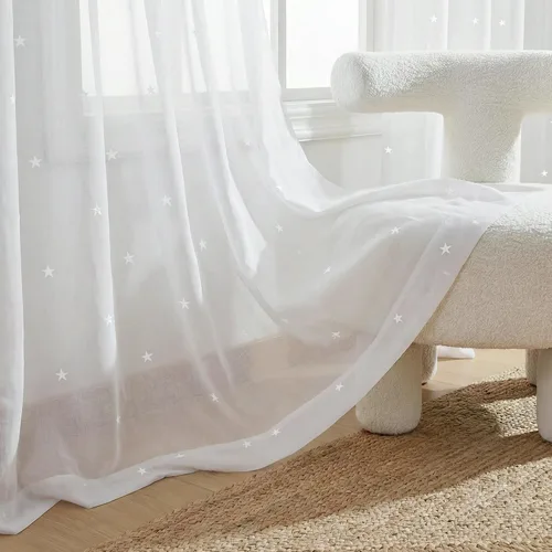Vista 57 de Deconovo - Cortinas transparentes con filtro de luz de 84 pulgadas de largo Plata